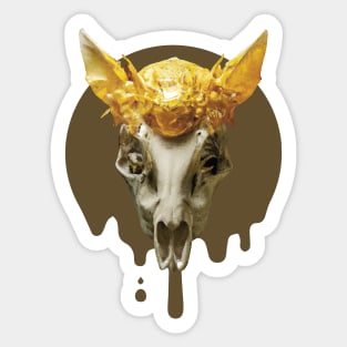 gold skull halloween artwork Sticker